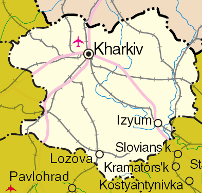 Oblast de Jarkov. Mapa.